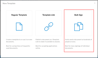 Select to create a bulk send document for signing