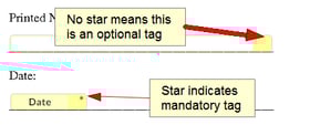 the difference between optional and mandatory tags when you sign documents online