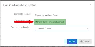change the status of the template link to be published