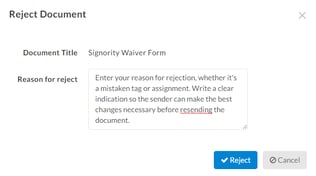 Reasons for Rejecting Documents