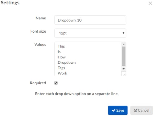 dropdown menu options