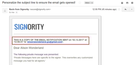 Copy notification emails