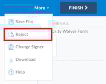 Rejecting Documents as Signer from Signing Page