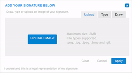 How to use the signature tags for upload, type, or draw